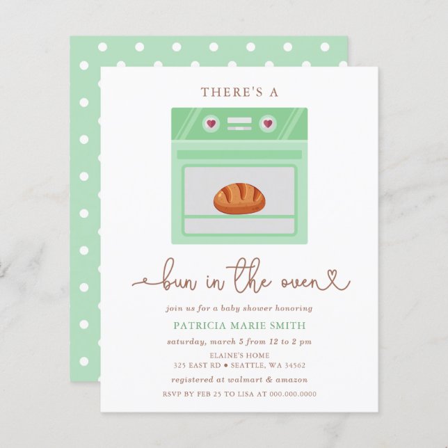Budget Bun In The Oven Gender Neutral Baby Shower (Front/Back)