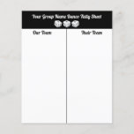 Budget Bunco Dice Table Tally Sheet<br><div class="desc">Budget simple Black White Bunco Dice Table Tally sheets for your Bunco group. Double sided.  Modern look with three lucky white dice all ready to roll!</div>