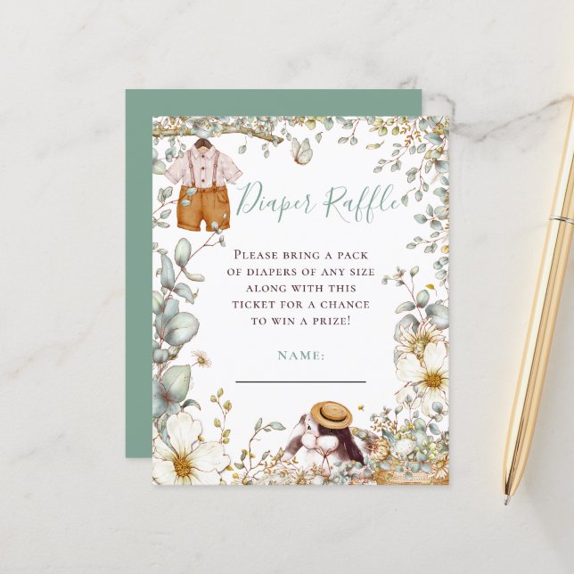 Budget Bunny Boy Clothes Diaper Raffle Baby Shower (Front/Back In Situ)