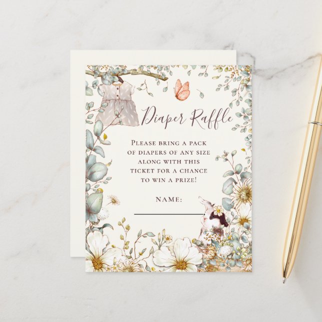 Budget Bunny Diaper Raffle Baby Girl Shower (Front/Back In Situ)