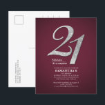 Budget Burgundy 21st Birthday Silver Glitter Party<br><div class="desc">Create your own modern burgundy 21st birthday surprise with your party details on burgundy background and popular fonts you can easily change by clicking the "Personalise" button</div>