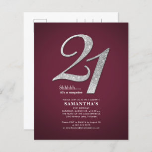 Budget Burgundy 21st Birthday Silver Glitter Party