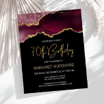 Budget Burgundy Agate 70th Birthday Invitation<br><div class="desc">This trendy 70th birthday invitation features a watercolor image of an agate geode in shades of burgundy with faux gold highlights. The words "70th Birthday" appear in faux gold glitter in decorative modern handwriting font. Customise it with the name of the honoree in gold coloured text and the details in...</div>