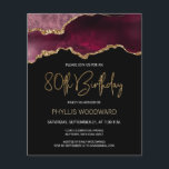 Budget Burgundy Agate 80th Birthday Invitation<br><div class="desc">This trendy 80th birthday invitation features a watercolor image of an agate geode in shades of burgundy with faux gold highlights. The words "80th Birthday" appear in faux gold glitter in decorative modern handwriting font. Customise it with the name of the honoree in gold coloured text and the details in...</div>