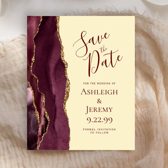 Budget Burgundy Agate Butter Yellow Save the Date (Creator Uploaded)