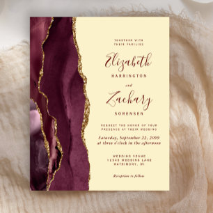 Budget Burgundy Agate Butter Yellow Wedding Invite