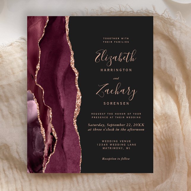 Budget Burgundy Agate Rose Gold Dark Wedding (Creator Uploaded)