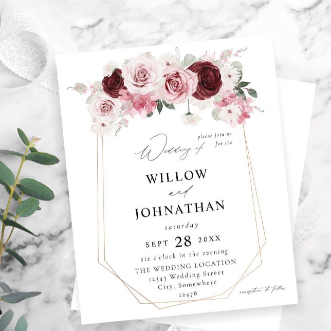 Budget Burgundy & Blush Pink 6 Ele Floral Wedding (Creator Uploaded)