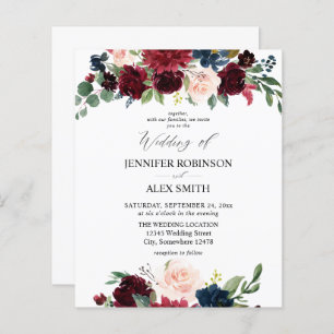 Budget Burgundy Blush Pink & Navy Floral Wedding 2