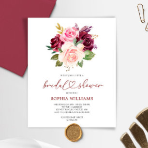Budget Burgundy Bridal Shower Invitation