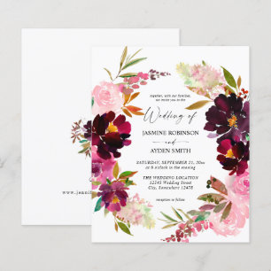 Budget Burgundy Dusty Pink Floral 5 Wedding Paper