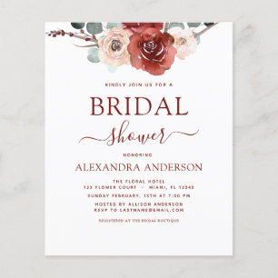 Budget Burgundy Eucalyptus Bridal Shower Fall Flyer