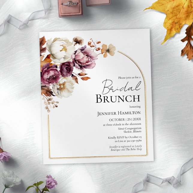 Budget Burgundy Fall Bridal Brunch Invitation (Creator Uploaded)