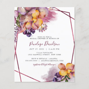 Budget Burgundy Fall Floral Bridal Shower Invite