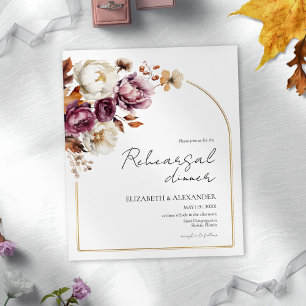 Budget Burgundy Floral Rehearsal Dinner Invitation
