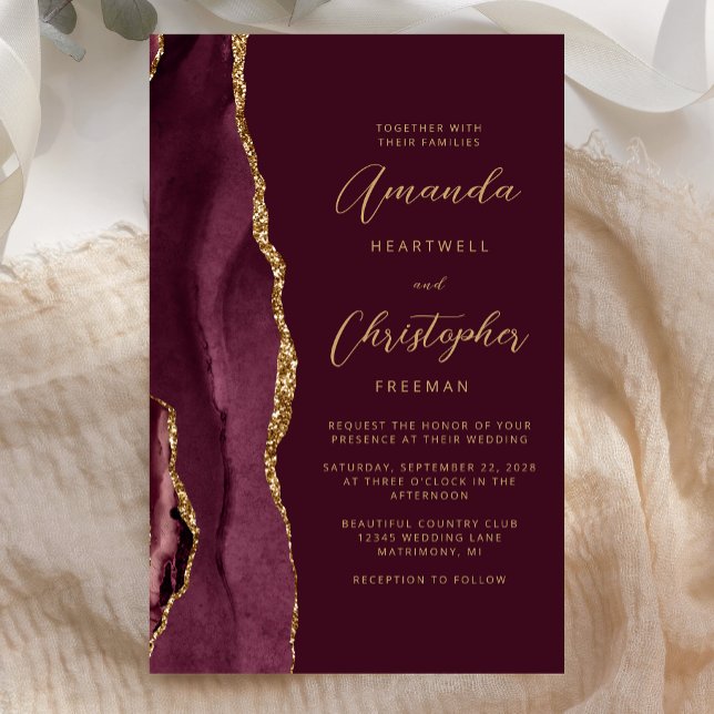 Budget Burgundy Gold Agate Wedding (Creator Uploaded)