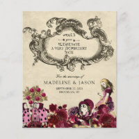 BUDGET Burgundy Gold Alice in Wonderland Wedding