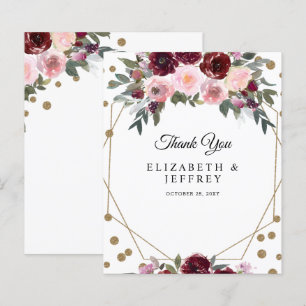 Budget Burgundy Gold Glitter Geometric Thank You