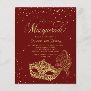 BUDGET Burgundy Gold Photo Masquerade Birthday