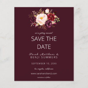 Budget Burgundy Marsa Floral Save the Date - Red Flyer