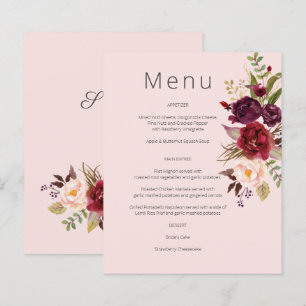 Budget Burgundy Marsala & Pink Floral Menu- Pink 1