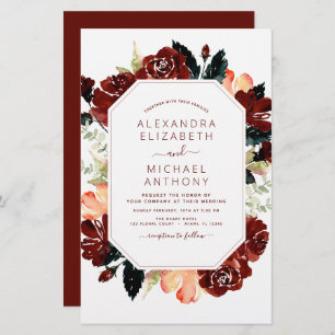 Budget Burgundy Navy Blue Floral Wedding Elegant