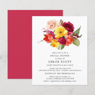 Budget Burgundy Orange Yellow Bridal Shower Invite