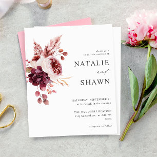 Budget Burgundy & Pink Floral 8A Wedding