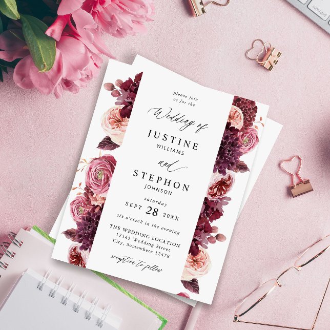 Budget Burgundy & Pink Floral 8B Wedding (Creator Uploaded)