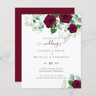 BUDGET Burgundy Red Roses Gypsophila WEDDING