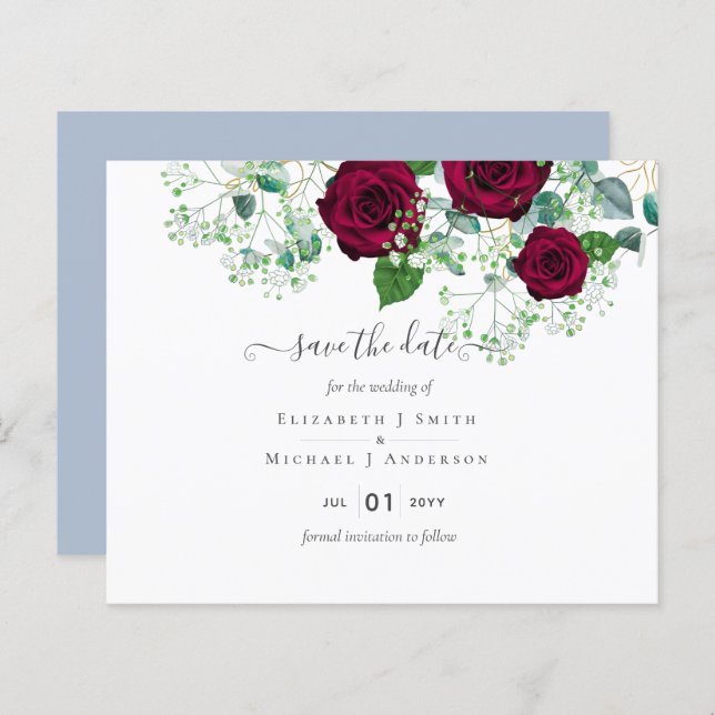BUDGET  Burgundy Rose Eucalyptus Wedding (Front/Back)