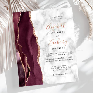 Budget Burgundy Rose Gold Agate Marble Wedding