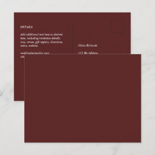 Budget Burgundy RSVP Monochrome Elegant Simple Postcard