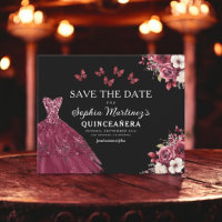 Budget Burgundy Save the Date Birthday Quinceanera