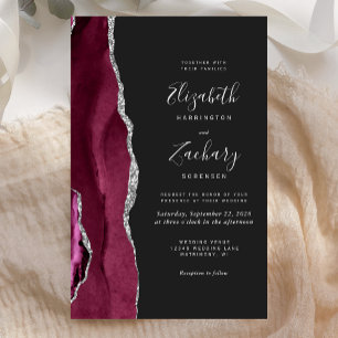 Budget Burgundy Silver Agate Dark Wedding