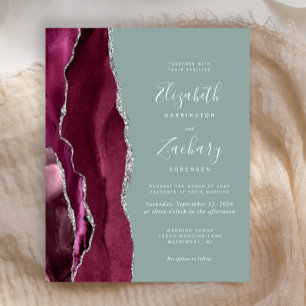 Budget Burgundy Silver Agate Sage Green Wedding