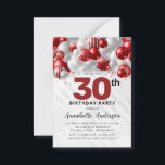 Budget Burgundy Silver Balloon Glitter Birthday Card<br><div class="desc">Modern Glam Burgundy Red Silver Grey Balloon Glitter Sparkle Any Age Birthday Invitation</div>