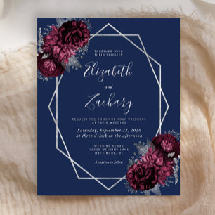 Budget Burgundy Silver Floral Navy Blue Wedding