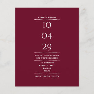 Budget Burgundy Wedding Date Invitation