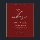 Budget Burgundy Wedding Invitation  Flyer<br><div class="desc">This timeless,  romantic design features soft colours and white accents. All aspects of this design can be edited (font,  text size,  or floral accents moved/removed) to fit your needs. Please contact me if you need help with this design.</div>
