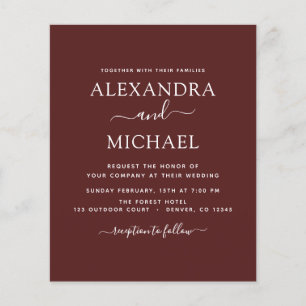 Budget Burgundy Wedding Modern Typography