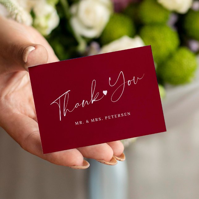 Budget burgundy wedding thank you script card (Creator Uploaded)
