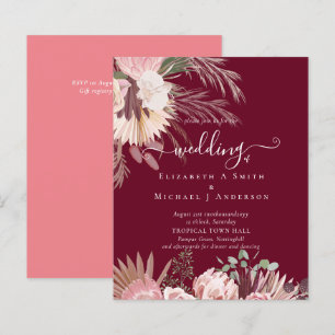 BUDGET Burgundy Wine Pampas Grass Tropical Wedding