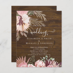 BUDGET Burgundy Wine Pampas Grass Tropical Wedding