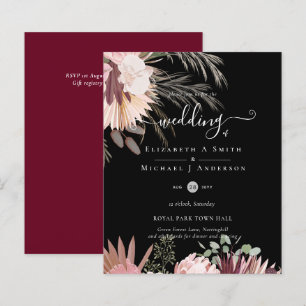 BUDGET Burgundy Wine Pampas Grass Tropical Wedding