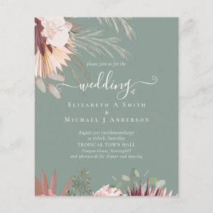BUDGET Burgundy Wine Pampas Grass Tropical Wedding Flyer