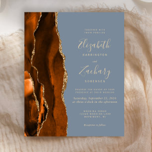 Budget Burnt Orange Agate Dusty Blue Wedding