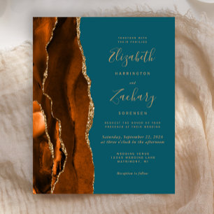 Budget Burnt Orange Agate Teal Wedding