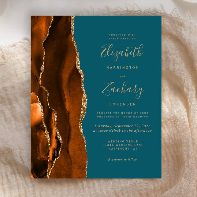 Budget Burnt Orange Agate Teal Wedding (Creator Uploaded)