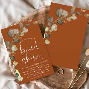 Budget Burnt Orange Bridal Shower Invitation